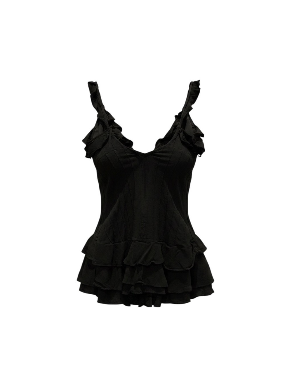 Free People Black Ruffled One-Piece Dress - Picture 3 of 7